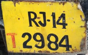 Unauthorised license plate from Rajastan, India
