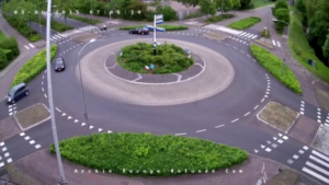 Roundabout with cycle tracks in the Netherlands